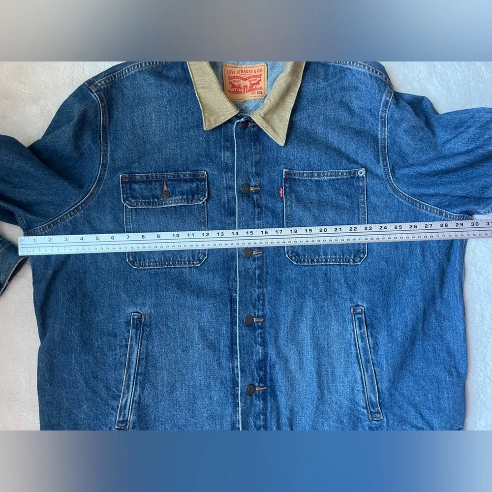 Levi's Denim Jacket with Beige Corduroy Collar Men Size XXL - Picture 9 of 10
